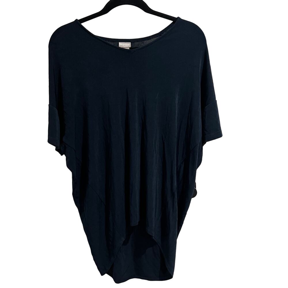 Chico's Travelers Oversized Navy Batwing Long Tunic Size 0 (4) Stretch Travel